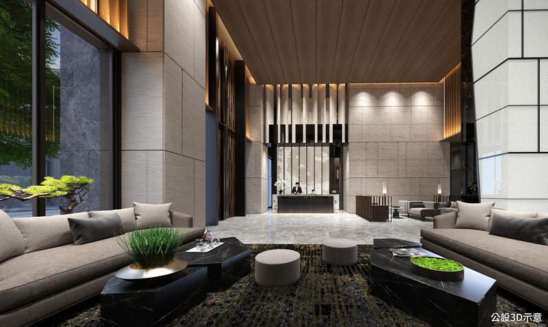 「市政新鋭」門廳、Lounge bar、鐵板燒規劃。(圖為3D示意圖)